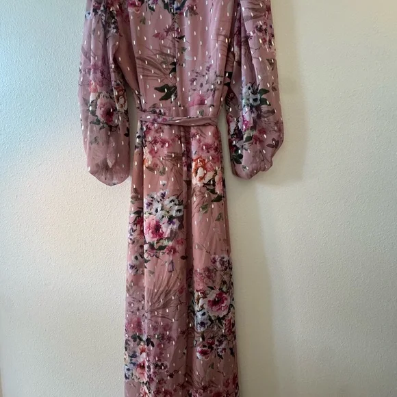 Eliza J Sheer floral pink tie waist dress - Picture 5 of 6